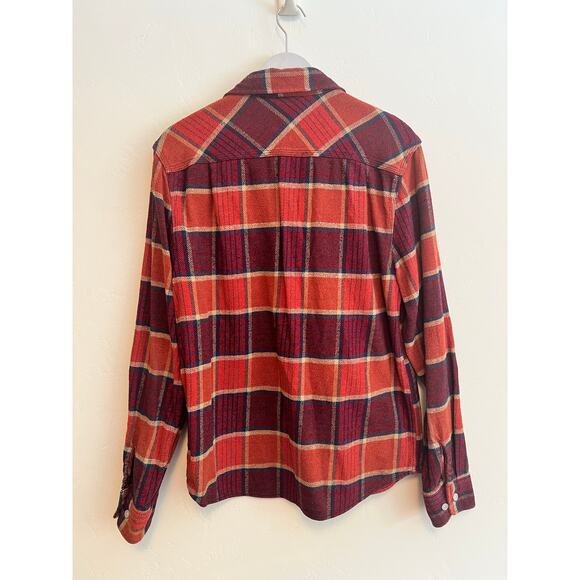 Brixton Men’s Bowery Button Down Flannel Standard Fit Size: Medium Navy Orange - Picture 5 of 9